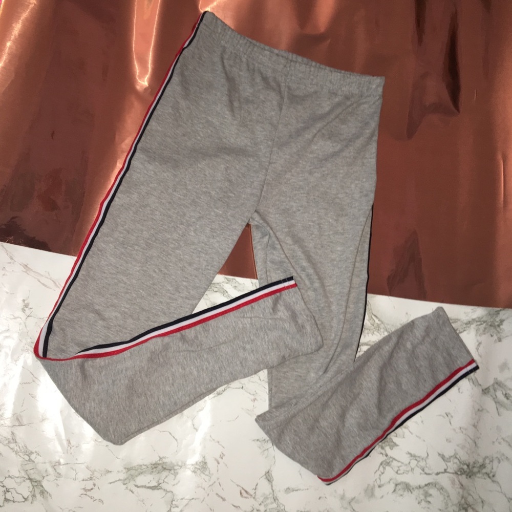 Grey Leggings w/ Stripe Side